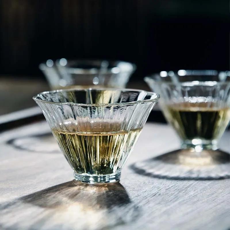 Японская мини-чашка для воды Цветочная Мини из термостойкого стекла Японская чашка для чая Кунг-фу Набор чайных чашек Бокалы Принадлежности