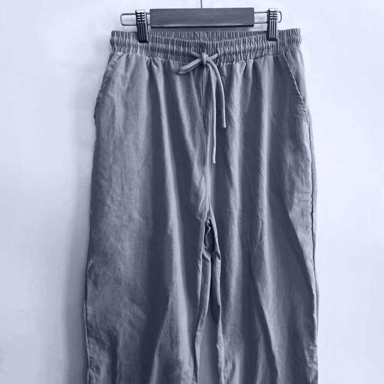 Женские повседневные брюки, однотонные свободные длинные брюки, эластичный пояс, регулируемые брюки на шнурке с карманами