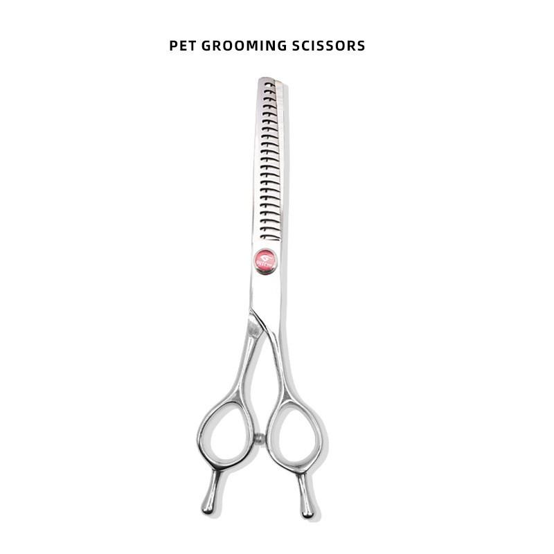 Professional Pet Grooming Scissors Set 6.5 Inch Stainless Steel Flat Tooth Fishbone Thin Out Fluffy Trim Dogs Cats