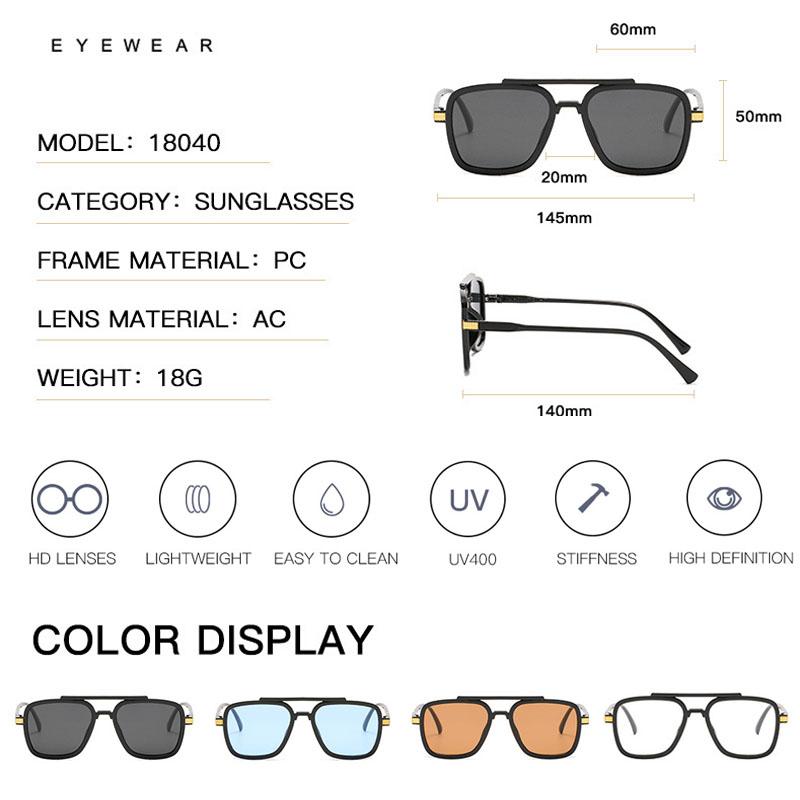 Солнцезащитные очки Солнцезащитные очки Популярные мужские очки Iron Man для женщин Квадратные очки Горячая Распродажа Новые высококачественные фирменные дизайнерские аксессуары Double Beam Unisex