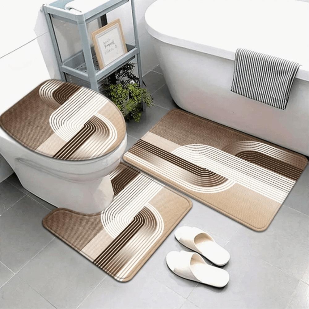3PCS/SET Super Absorbent Bathroom Mat Marble Pattern Toilet Lid Cover Bath Mat Set Bathroom