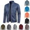 Autumn And Winter Men's Zipper Knitted Sweater Long Sleeved Thin Velvet Top Jacket