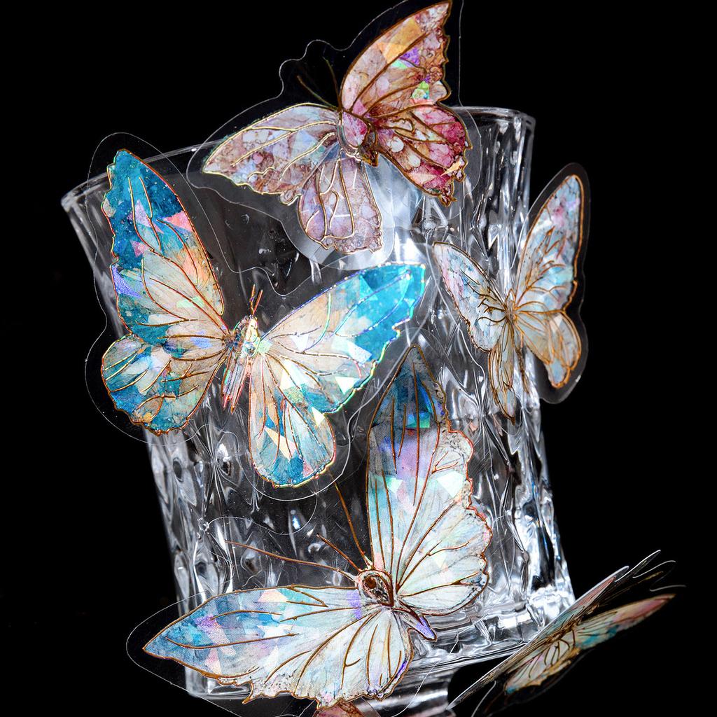 20 шт., ледяные кристаллы, лазерная бабочка, декоративные наклейки для домашних животных, сделай сам, материал для справочника, этикетка для скрапбукинга, дневник, журнал, планировщик