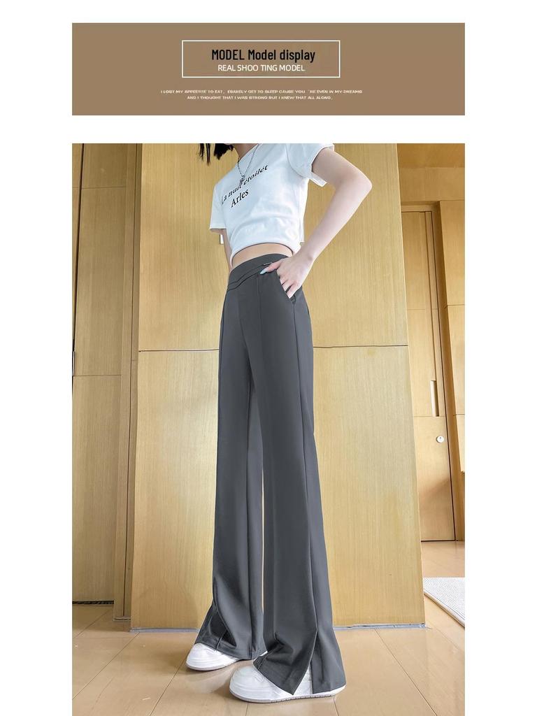 Women's High-Waisted Slit Wide-Leg Micro-Flared Pants - Summer 2025 Collection