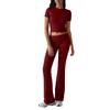 Women's Solid Color Casual Top And Pants Fashion Two-piece Set