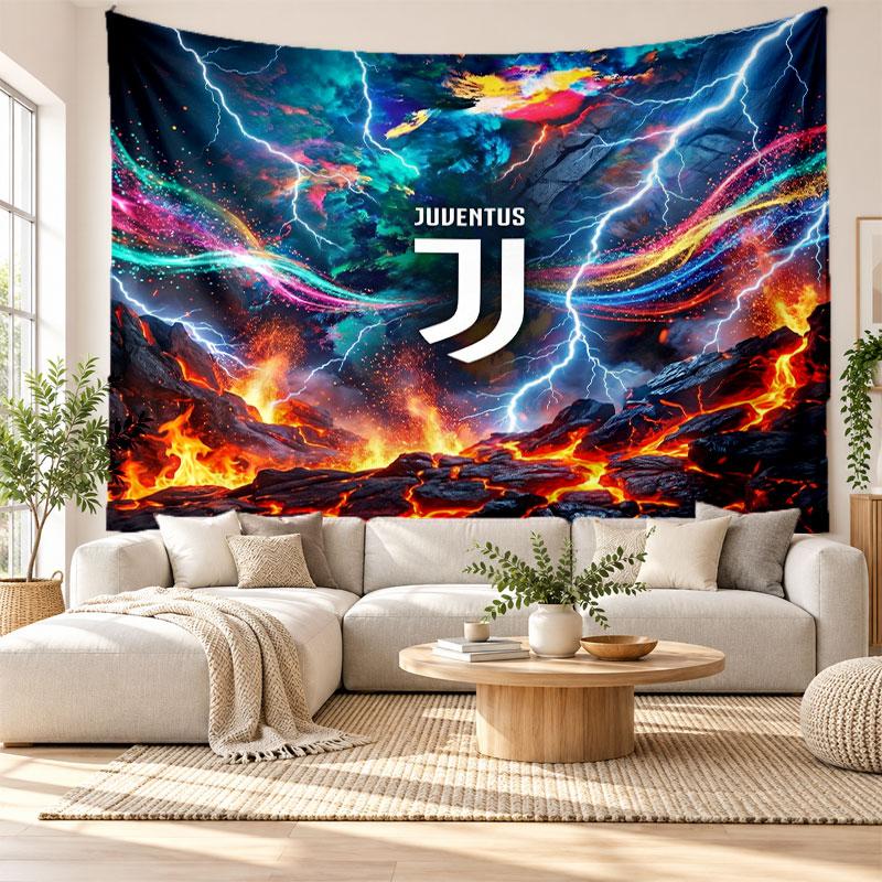 Juventus FC Wall Tapestry, Soft Fabric Wall Hanging, Decorative Backdrop For Bedroom Home Wall Art