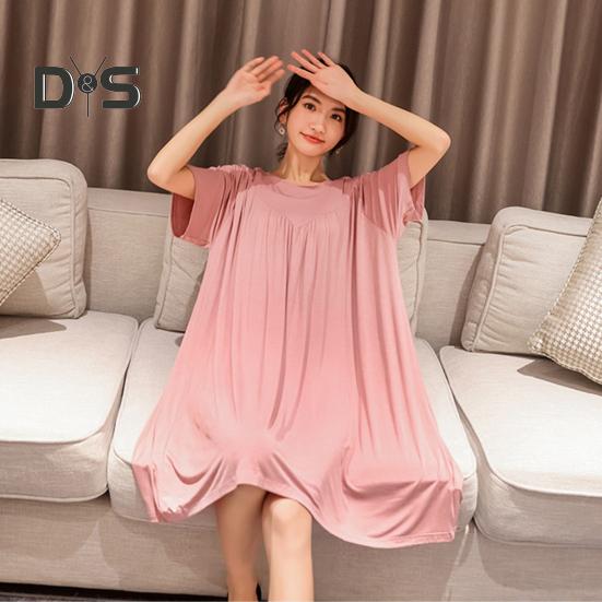 Pullover Lady Night Robe Short Sleeves Stylish Sleepwear Women Night Dress