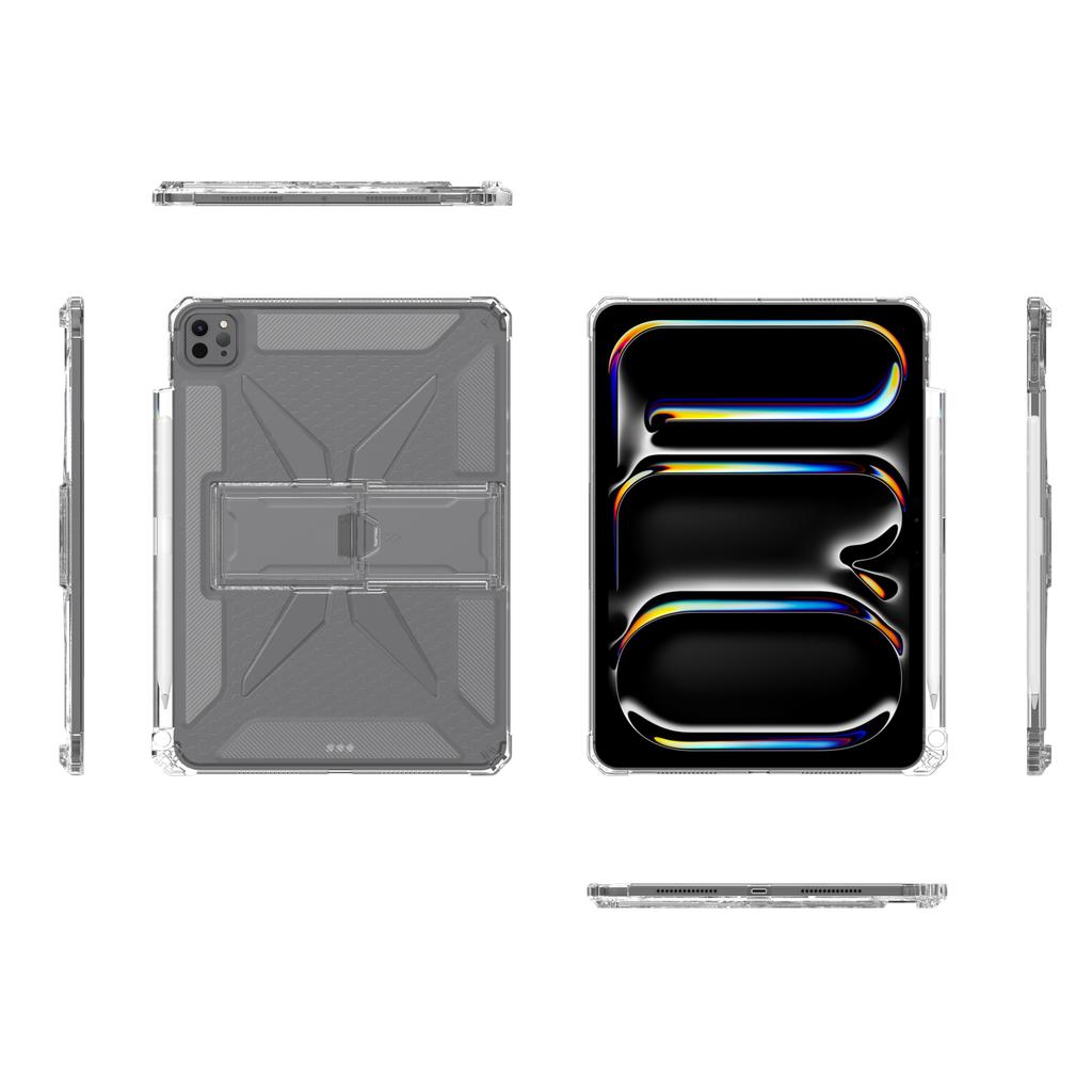 Clear Case For iPad Pro 11 (2022)/(2021)/(2020) Kickstand Shockproof TPU+PC Tablet Cover with Pen Slot