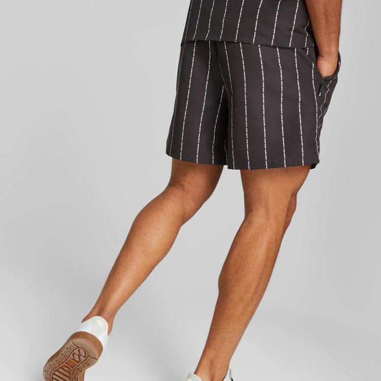 Puma Повседневные шорты с принтом в виде полосок и букв, на шнуровке, мужские шорты, черные 622538-01