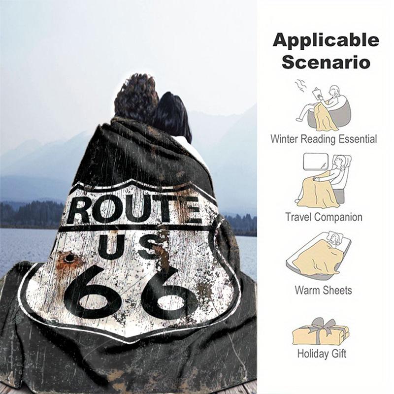 1PC Highway 66 pattern blanket, all season lightweight home office outdoor nap multifunctional blanket