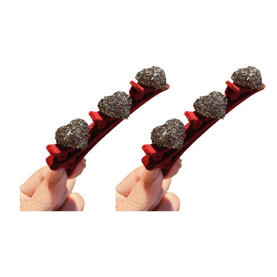 2/6Pcs Braided Hair Clips Sparkling Rhinestone Heart Decor Hair Pins Girl Faux Crystal Stone Braided Hair Accessories