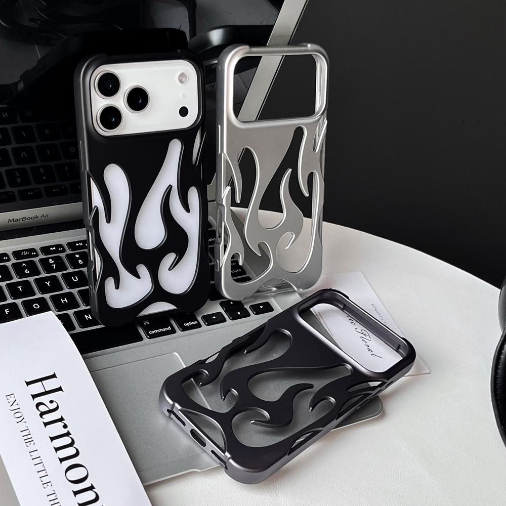 3D Чехол для телефона с полым узором в виде пламени для iPhone 17 Air 16 15 14 13 12 11 Pro Max Plus Тонкий Ударопрочный Задняя крышка Модный Мягкий ТПУ