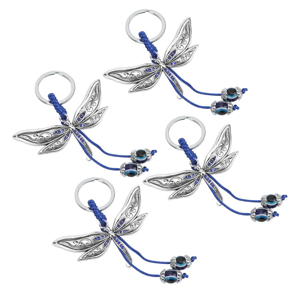 4 шт. брелок для ключей «Стрекоза сглаза» синяя веревка плетеный сплав винтажный брелок для ключей «Стрекоза сглаза» сумка
