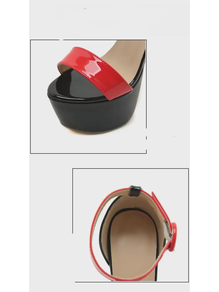 Sexy One-Strap Stiletto Platform Sandals – Ultra-High Heel Color Block for Nightclubs
