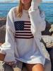 Winter Women Flag Sweaters Vintage Loose Sweaters Long Sleeve Round Casual Harajuku Pullovers Knitwear White Streetwear