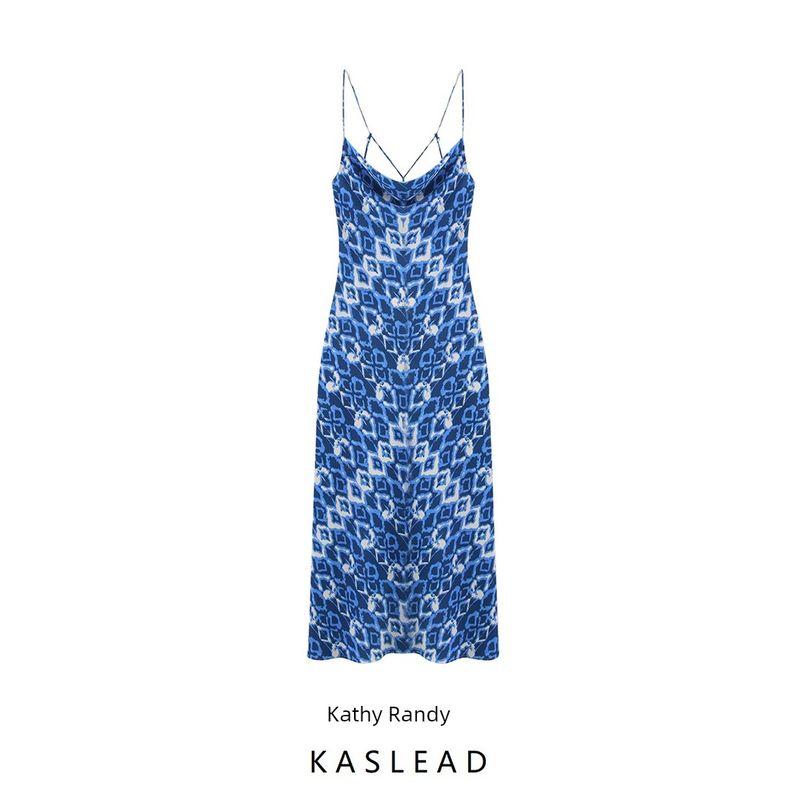 Kaslead New Women Clothes Western Style Fashion Print Underwear Midi Dress 3666055