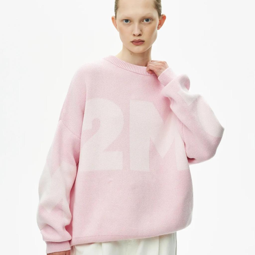 GMXIA Вязаный свитер свободного кроя с круглым вырезом на осень-зиму