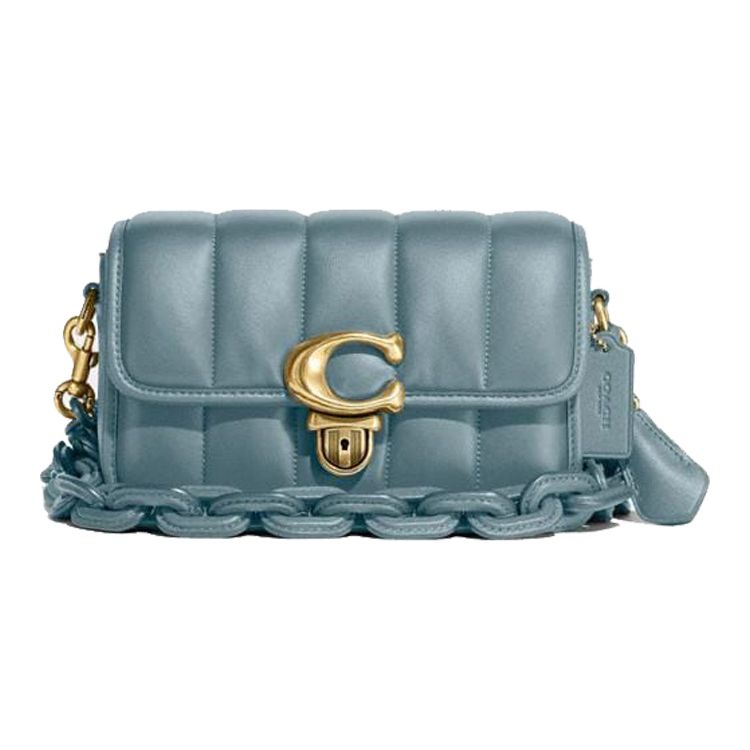 Coach Сумка на плечо Studio 19 с стеганым C-логотипом и цепочкой Женская сумка на плечо Шалфейно-синий C7727-B4SG