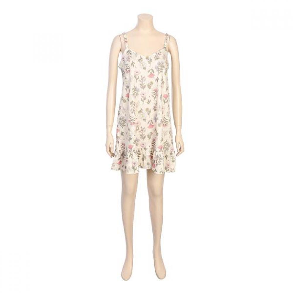 Barbara Beige Flower Modal Tank Dress Ggw1033