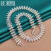 925 Sterling Silver Double Row Bead Necklace for Women's Wedding Fashion Jewelry