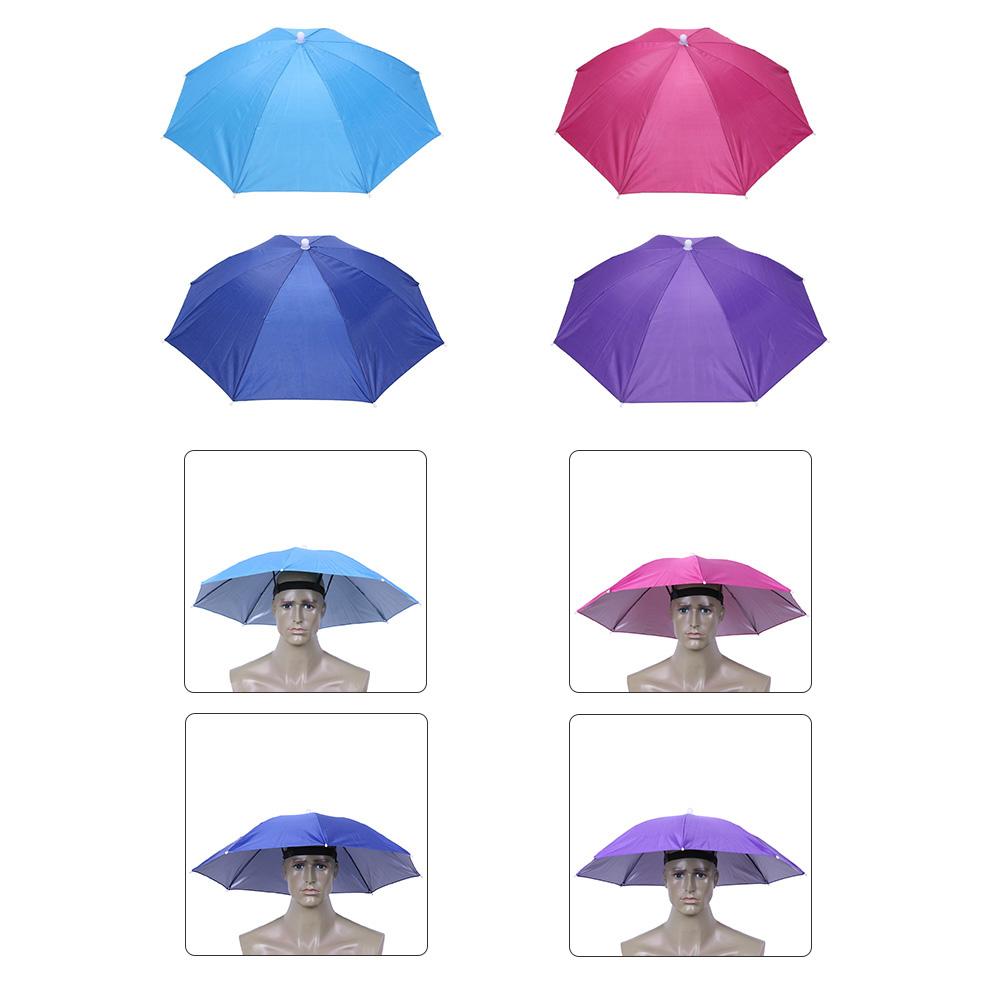Шляпа-зонт на голову с эластичной лентой, защита от дождя, головной зонт, водонепроницаемая шляпа от солнца, зонт, универсальный для кемпинга, пеших прогулок
