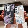Ударопрочный мягкий чехол из ТПУ с цветочным узором для Samsung S25 S24 FE S23 Ultra S22 S21 A36 A56 A55 A16 A15 A35 A26 Тонкий матовый кожаный текстурный чехол для телефона