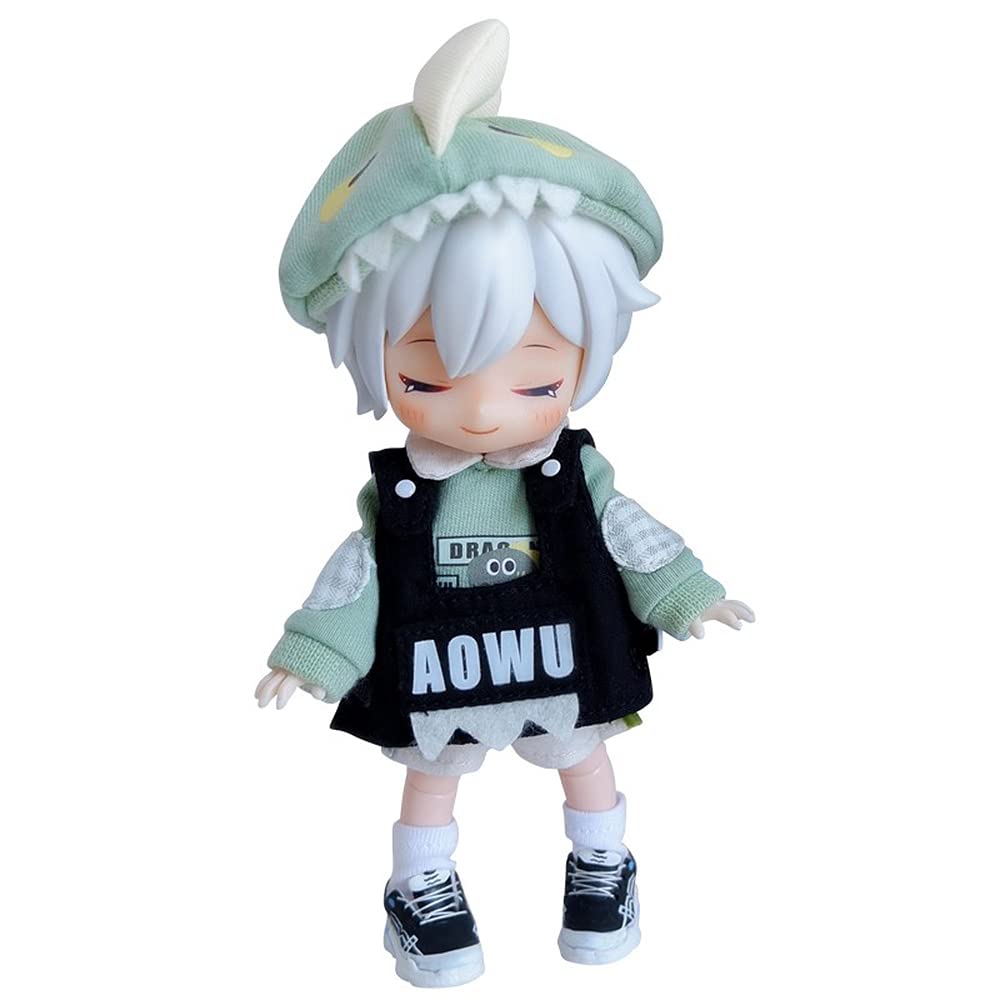 Obitsu 11 OB11 Size Outfit Set for 11cm Obitsu Doll Dinosaur Cute Vest and 2 Set Body, Pattern, Hat, Colors, 4-Piece (Green)