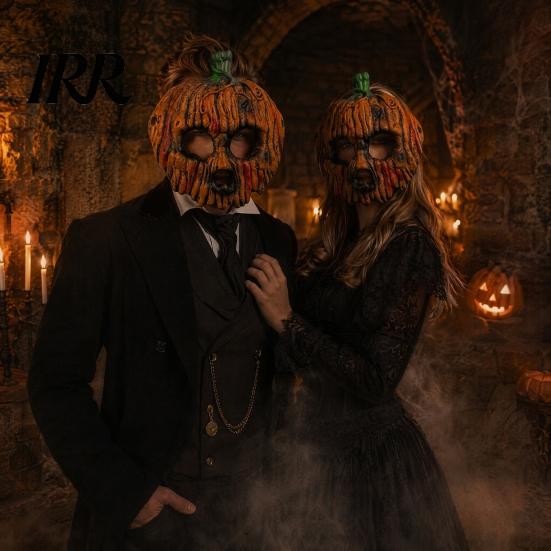 Three-dimensional Texture Masque Halloween Pumpkin for Adults, Creepy Scary Head Retro Distressed Full Face Masquerade Prop, Cosplay Costume