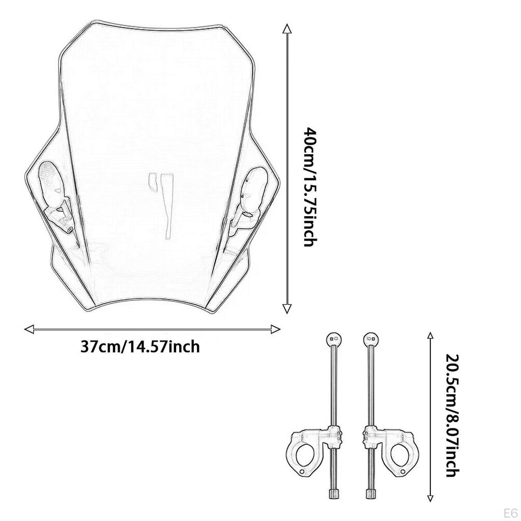 Motorcycle Windshield 40x37cm for 22mm 25mm 28mm Handlebar Multipurpose Replacement