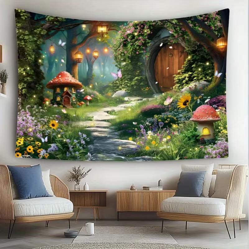 2D Фотофон «Волшебный Лес: Грибной Домик» для Фотосессии Малышей