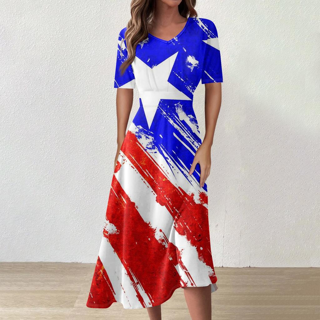 Женское повседневное модное платье с v-образным вырезом и коротким рукавом на талии, длинное свободное платье