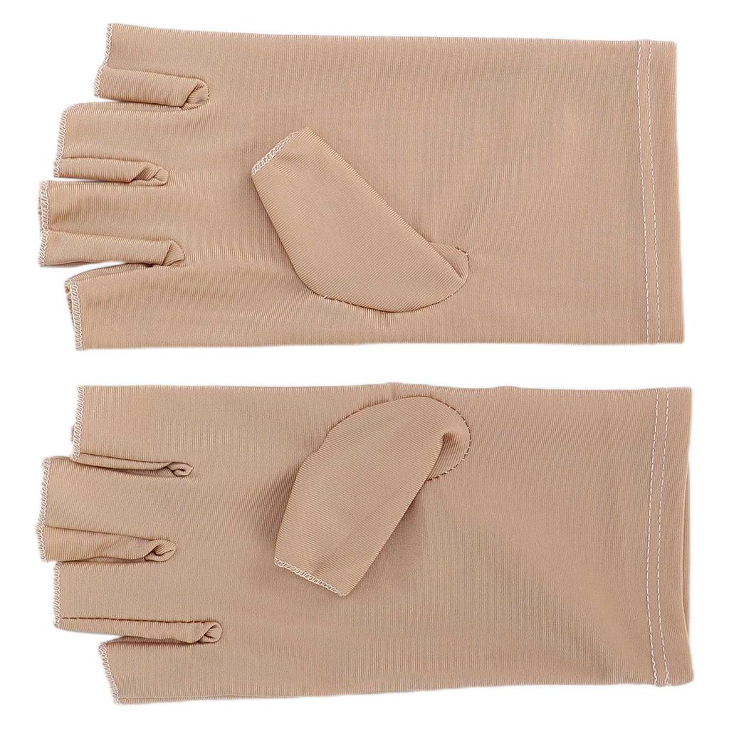 Professional Fiber Cotton Anti UV Gloves Nail Art UV Shield Gloves Manicure ToolBeige