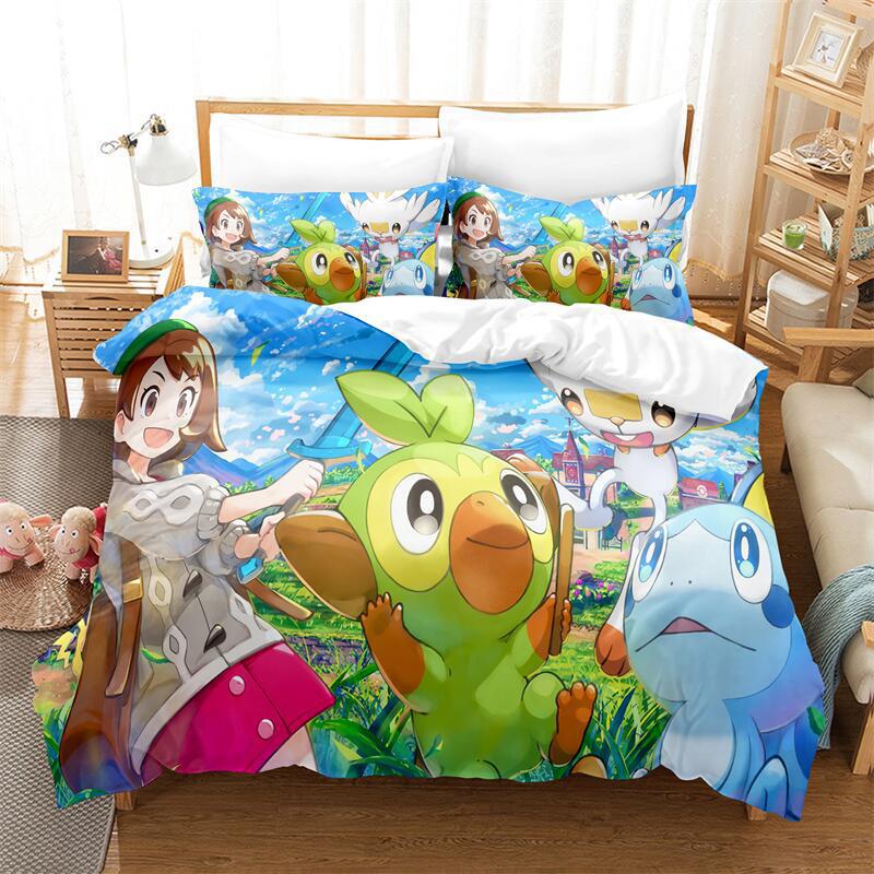 Cartoon Animation Digital Printing Bedding Quilt Cover Microfiber Polyester Cotton Three-Piece Set