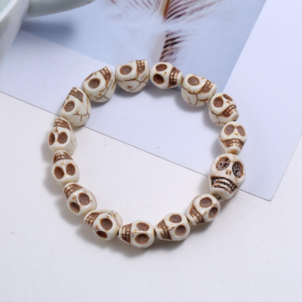 Vintage Design Skull Beaded Bracelet Punk Bangle Personalized Skeleton Beaded Bracelet Friend Gift