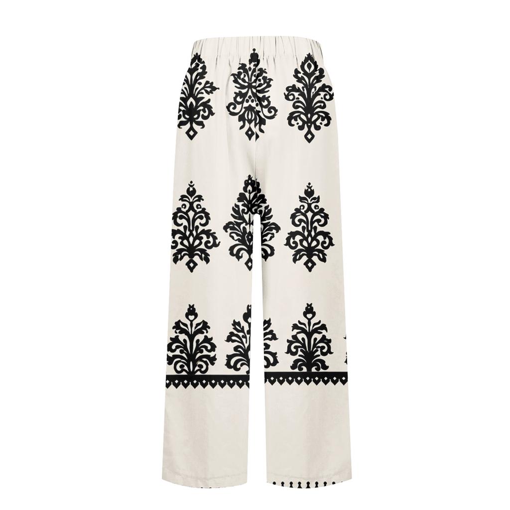 Женские повседневные модные принтованные прямые брюки с карманами