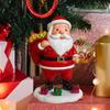 Solar Santa Claus Figurine Sculpture Fireplace Decorative Office Xmas Decor with LED Outside Winter