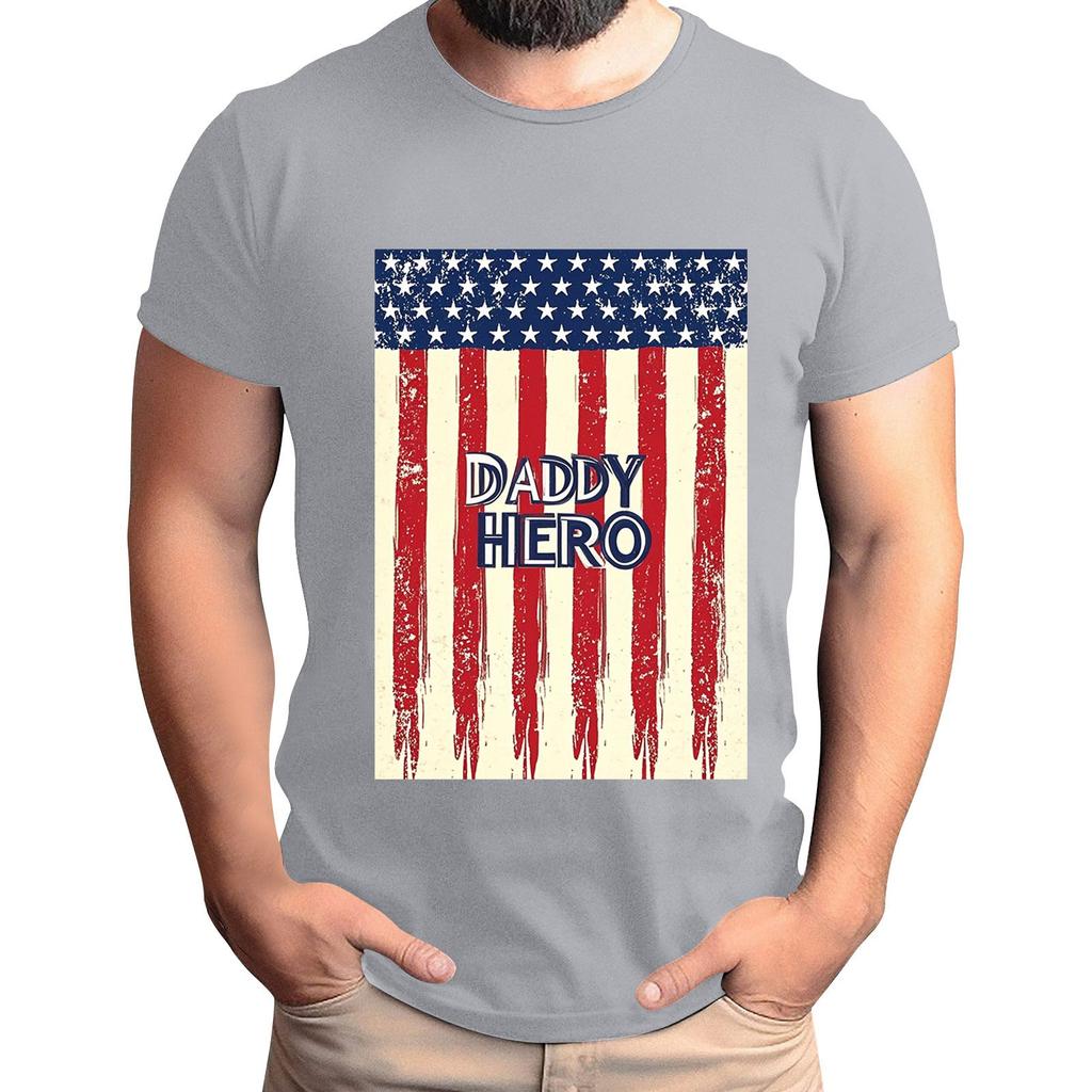 Мужская футболка с принтом флага ко Дню отца, мужской свободный повседневный топ с коротким рукавом