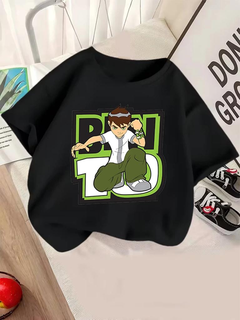 Grey Matter Ben 10 Short Sleeve Kids T Shirt Summer Cute Cartoon Crewneck Boys Girls 3-14