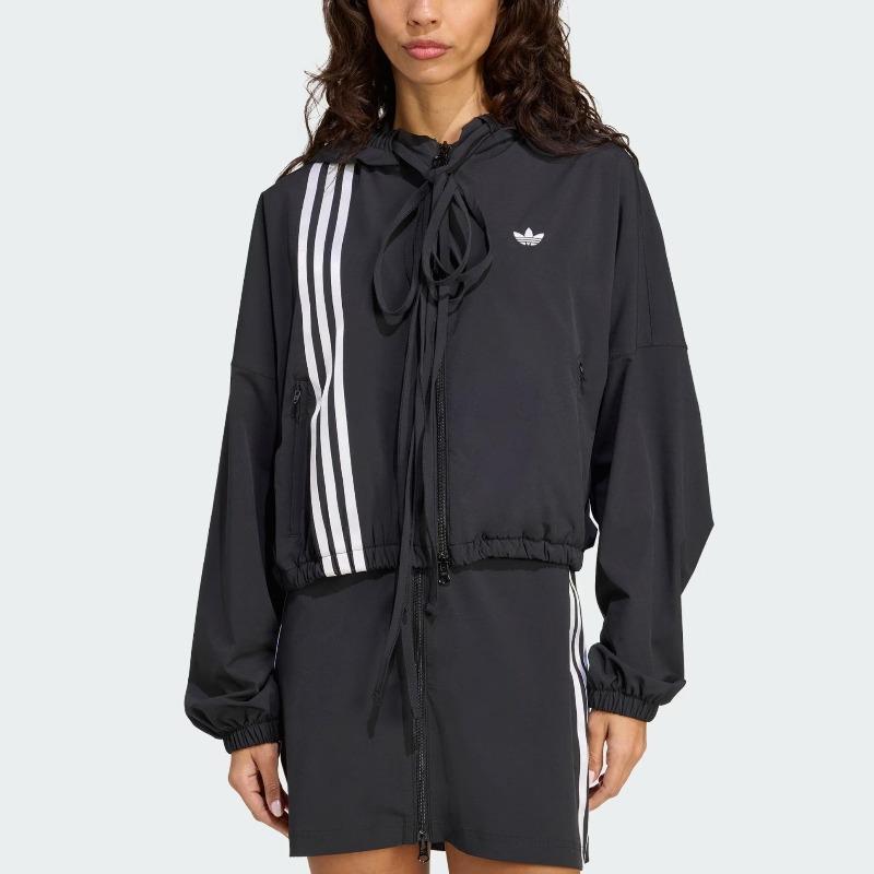 adidas Оригинальный трек-топ с лентой, смещенным логотипом, в полоску, спортивное худи, женская куртка JX2698
