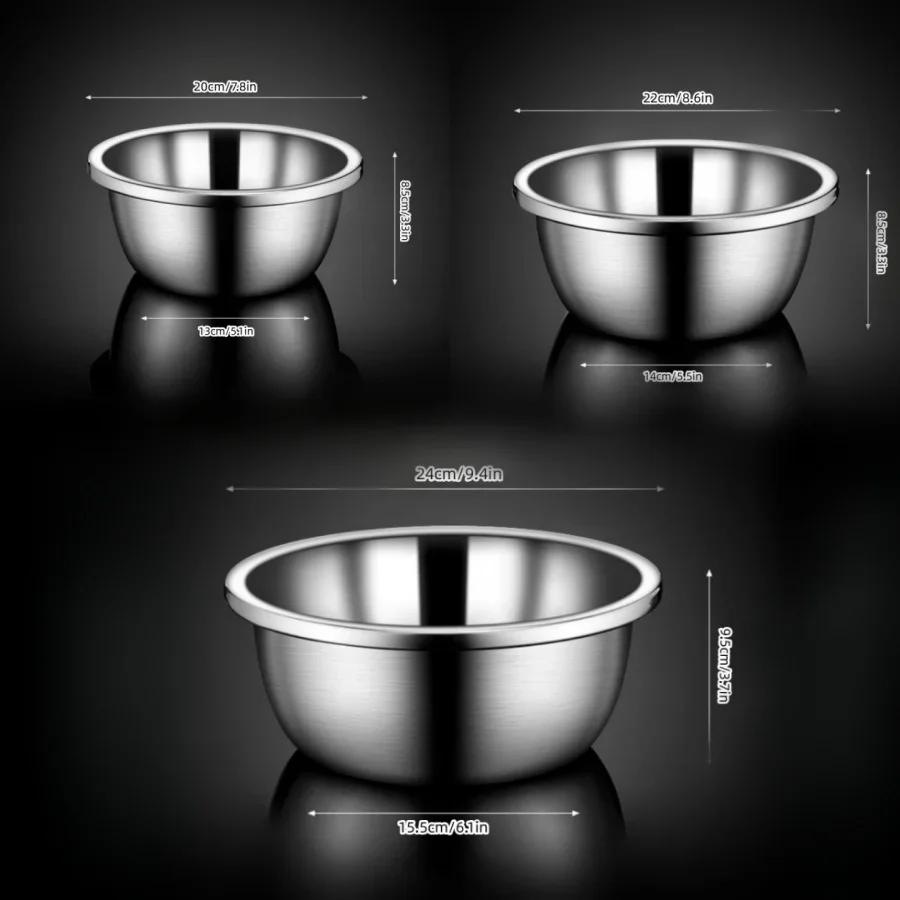 Мерная миска Миска для взбивания из нержавеющей стали Для замешивания теста, салата, приготовления пищи, выпечки Кухонные принадлежности