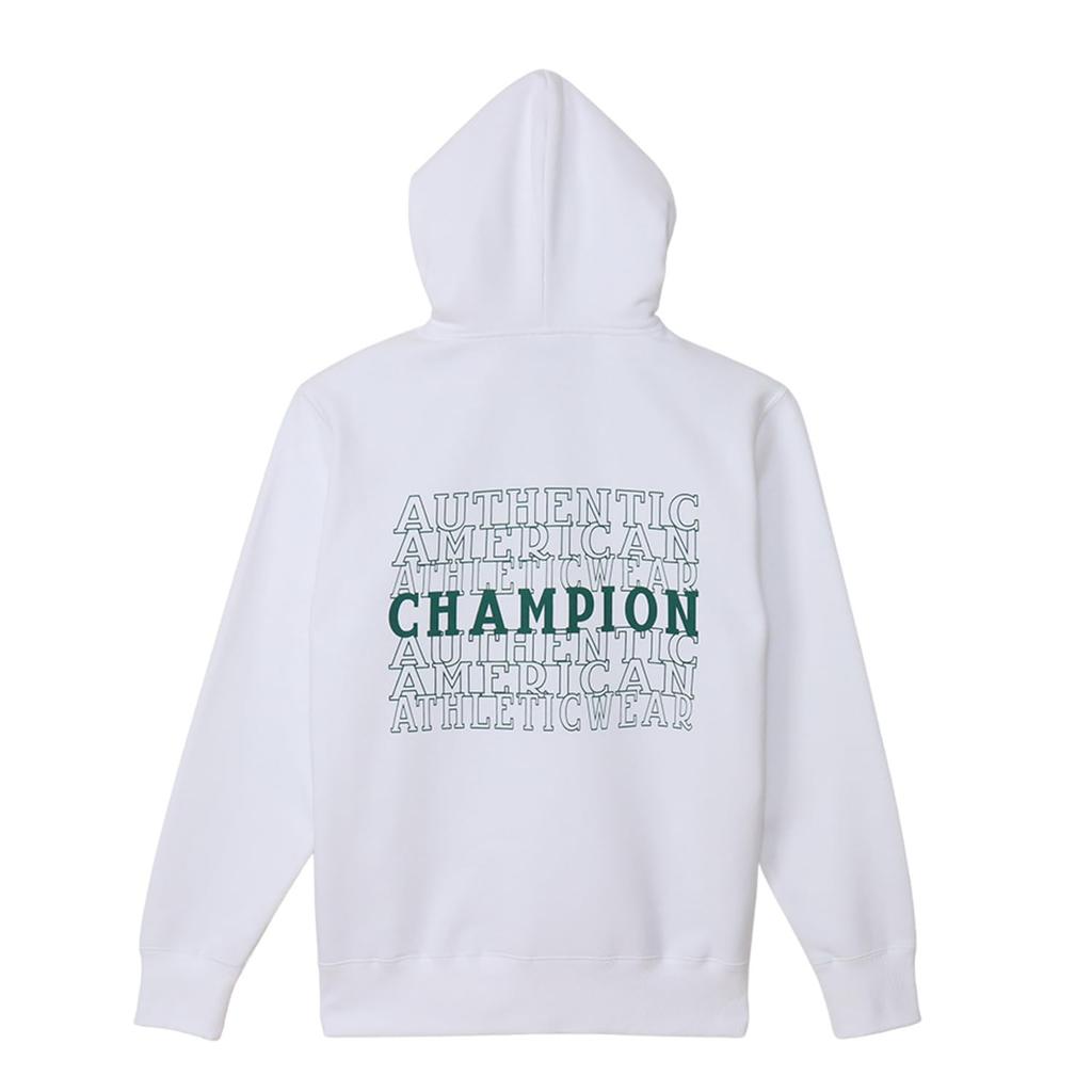 Толстовка с длинным рукавом, начесом, подкладке, с надписью-логотипом, на молнии, с капюшоном, базовая белая [Champion] C3-Z107 для мужчин