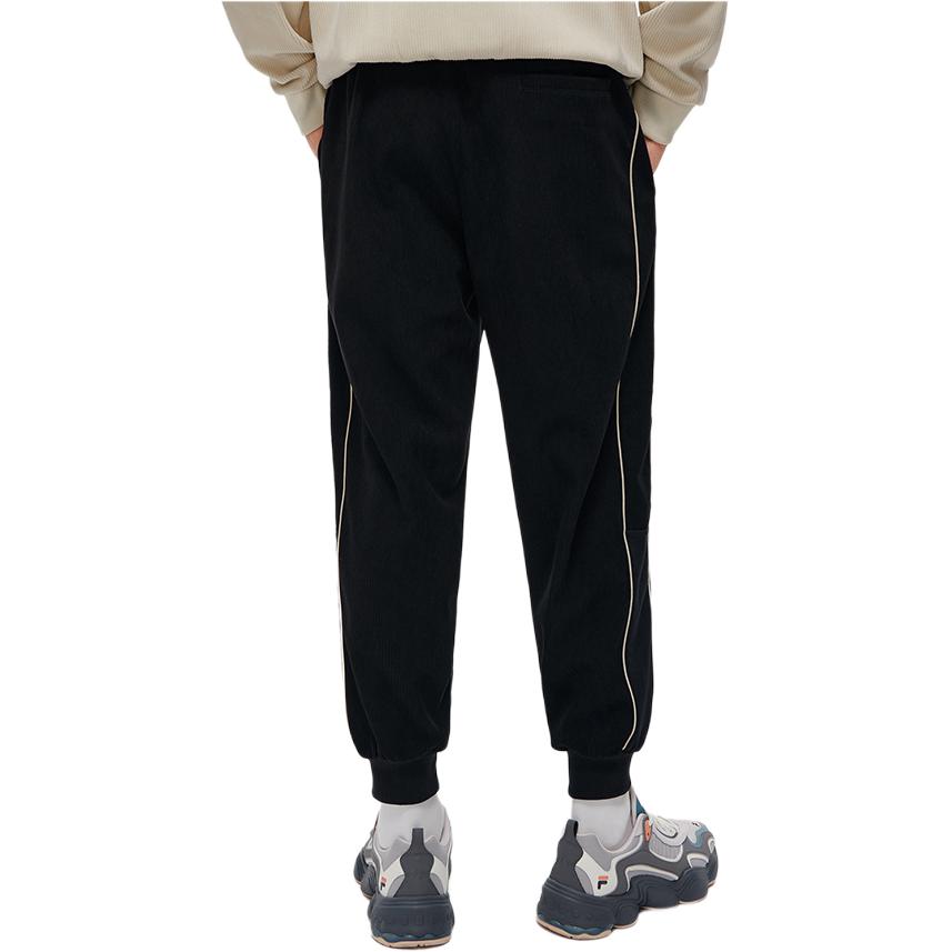 Fila Fusion Ретро Пэчворк Вышивка Логотипа Боковая Полоса Свободный Крой На Шнурке Манжеты Вязаные Спортивные Брюки Мужские Низ Глубокий Черный T11M312603FBK