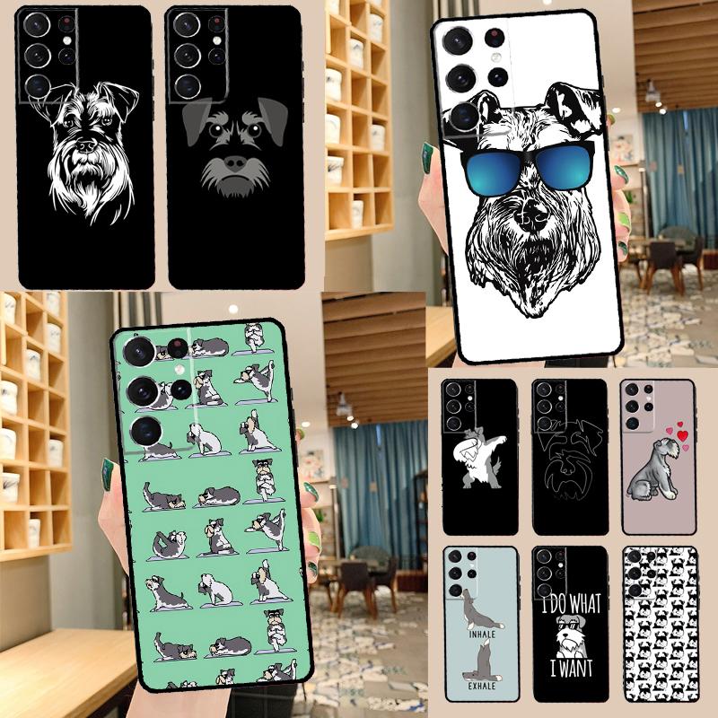 Cartoon Schnauzer Dog Case For Samsung Galaxy S21 S22 S23 Ultra S8 S9 S10 Note 10 Plus Note 20 Ultra S20 FE Coque