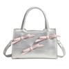 Pure Aesthetic Sweet Bow Decor Ladies Handbag, Luxury Texture Multiway Top Handle Crossbody Purse For Daily Matching