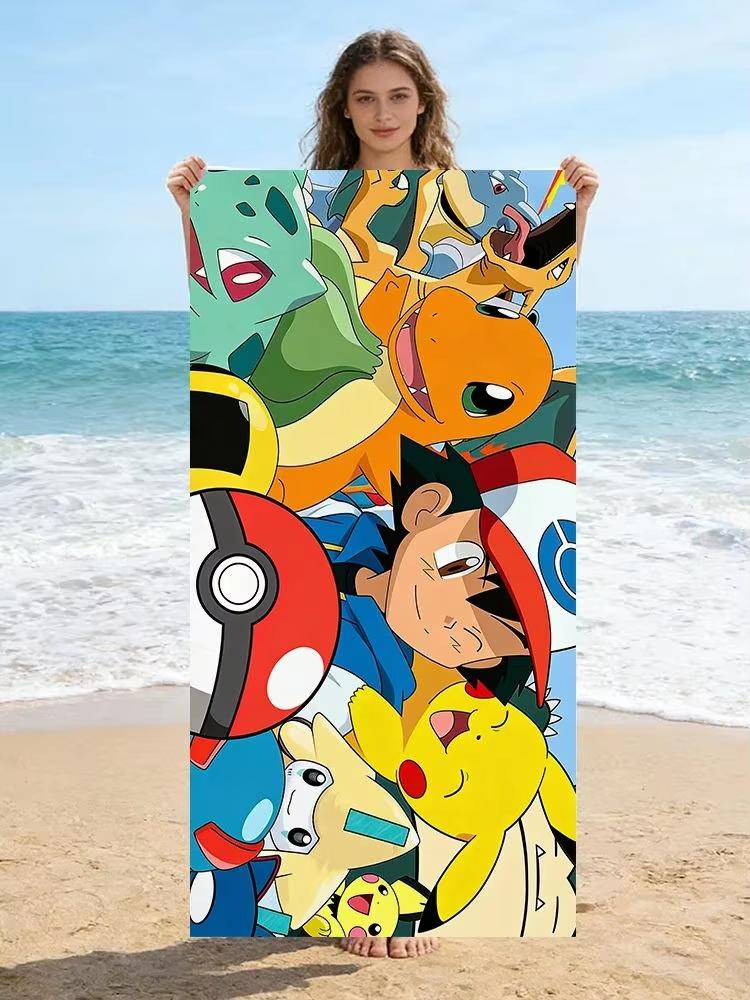 1 шт. Пляжное полотенце Pokemon, Быстросохнущее, Супервпитывающее, Многоцелевое использование для йоги, бассейна, спортзала, дома, путешествий, Отличный подарок