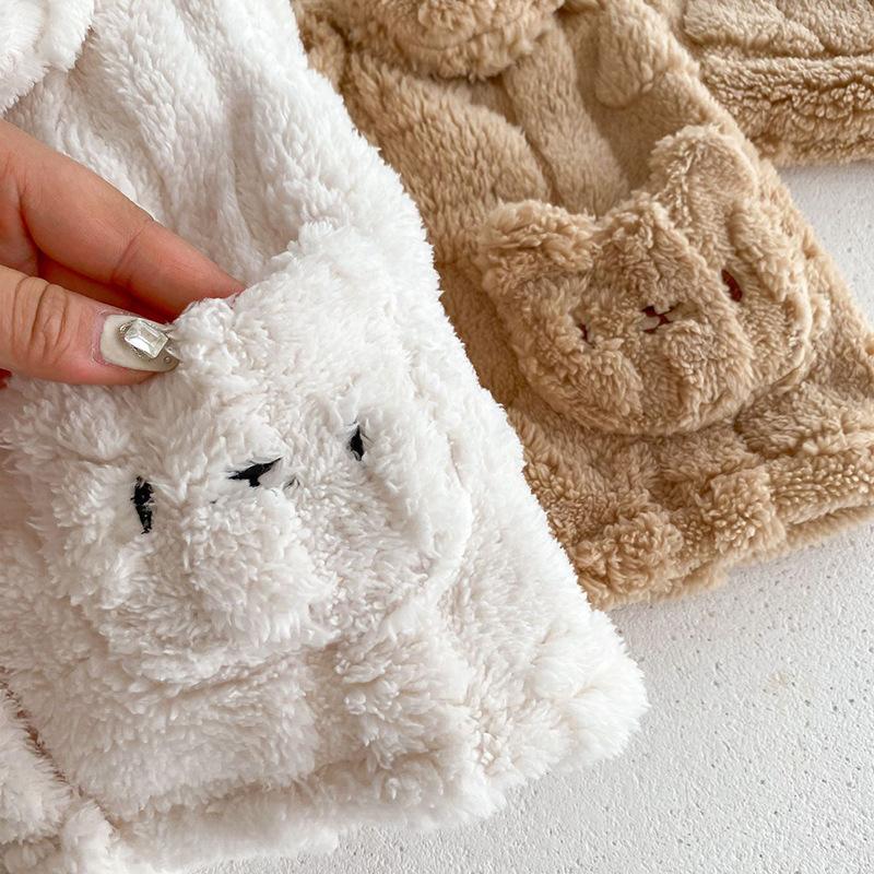 Детские пижамы, осенне-зимний комплект из утолщенного флиса, детский комплект с лацканами Xiao Xiong Shu, хлопковый флисовый комплект детской домашней одежды