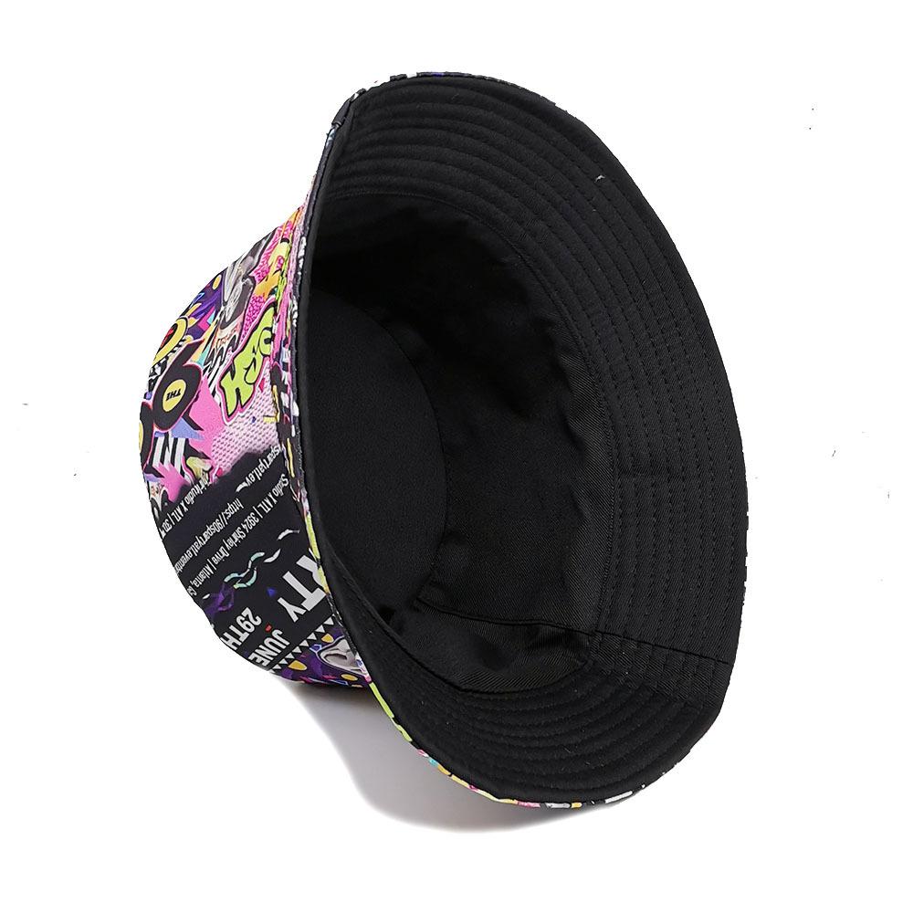 Spring/Summer Nostalgic Tape Print Bucket Hat Classic Reversible Graffiti Fisherman Cap Unisex Outdoor Sunshade Fishing Hat