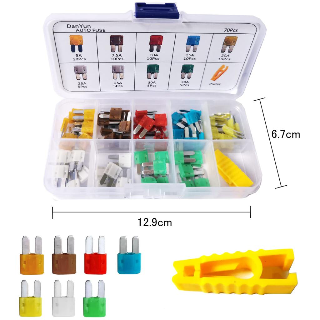 DanYun 70pcs Micro2 Fuse Car Fuse 5A 7.5A 10A 15A 20A 25A