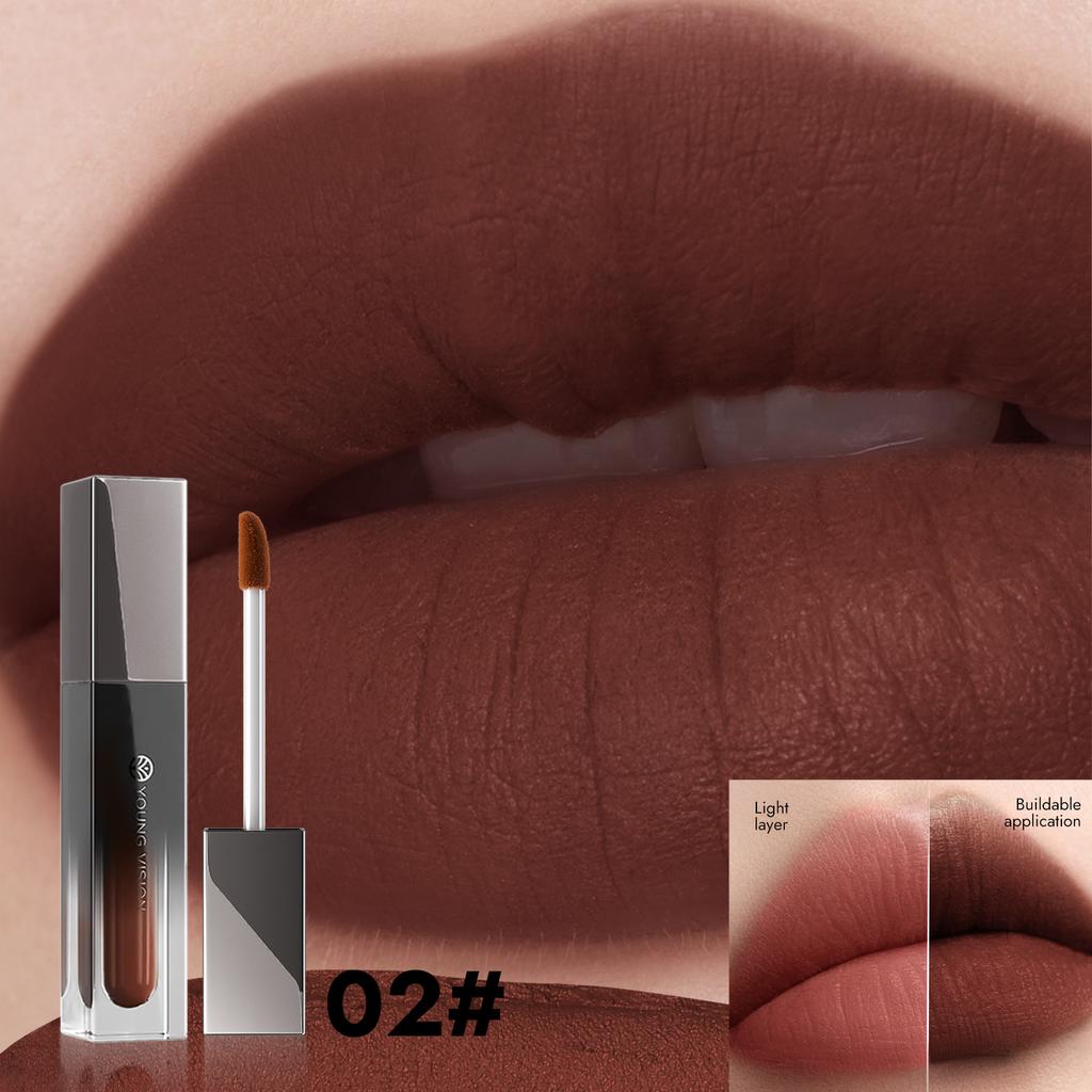 YOUNG VISION Матовый крем для губ 4-в-1: Водостойкий, Стойкий, Многофункциональный в 6 цветах