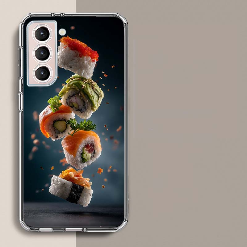 Sushi in the Air Phone Case for Samsung A16 A17 A26 A36 A56 A57 A55 A54 A37 A15 A25 A35 A14 A24 A34 Galaxy Note 20 10 A07 A06 A0